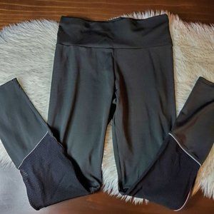 Black Leggings with Mesh Accents